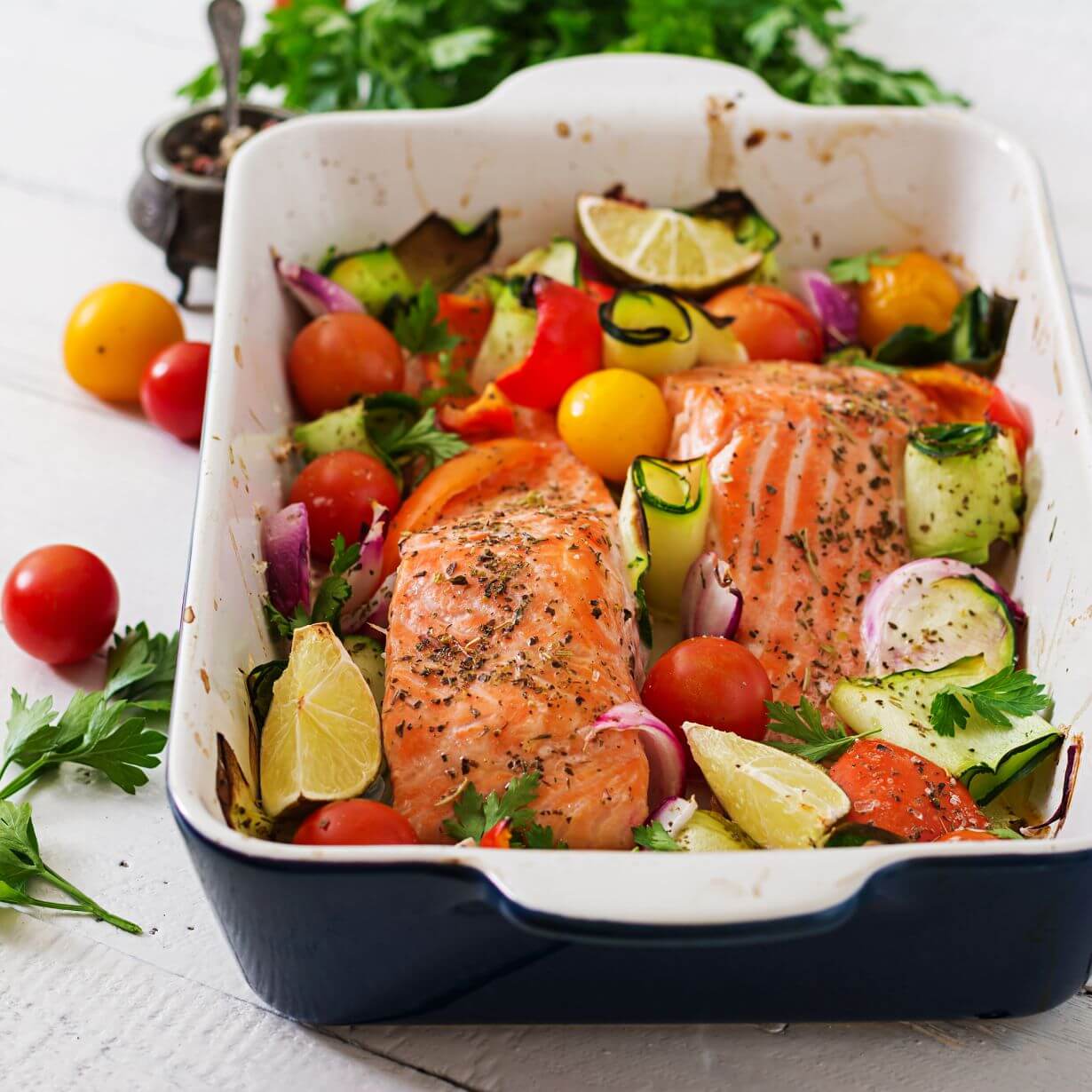 Easy Baked Salmon Ratatouille The Fertility Kitchen